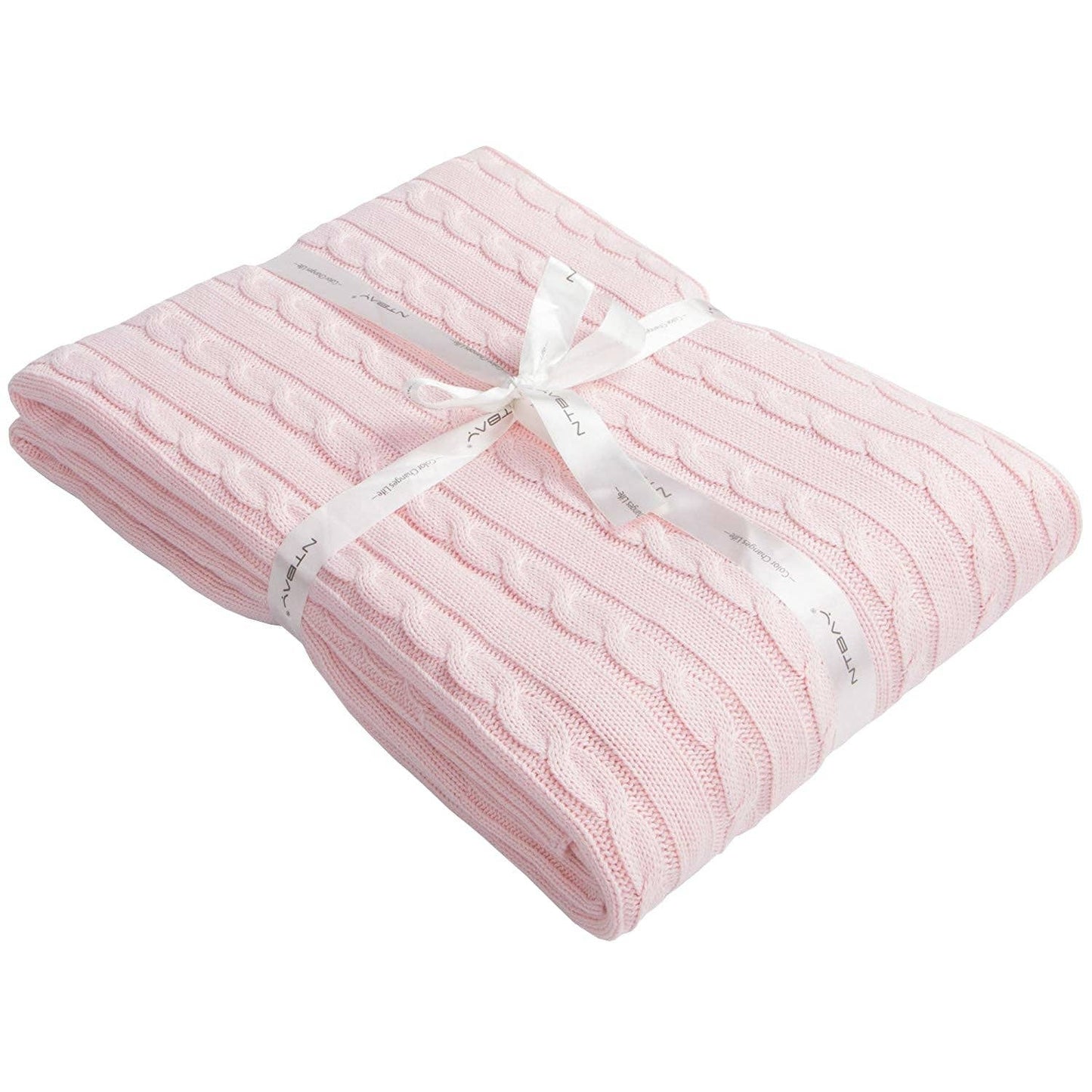Bay & Loom - Cotton Cable Knitted Toddler Blanket: Yellow / 30 x 40 inches
