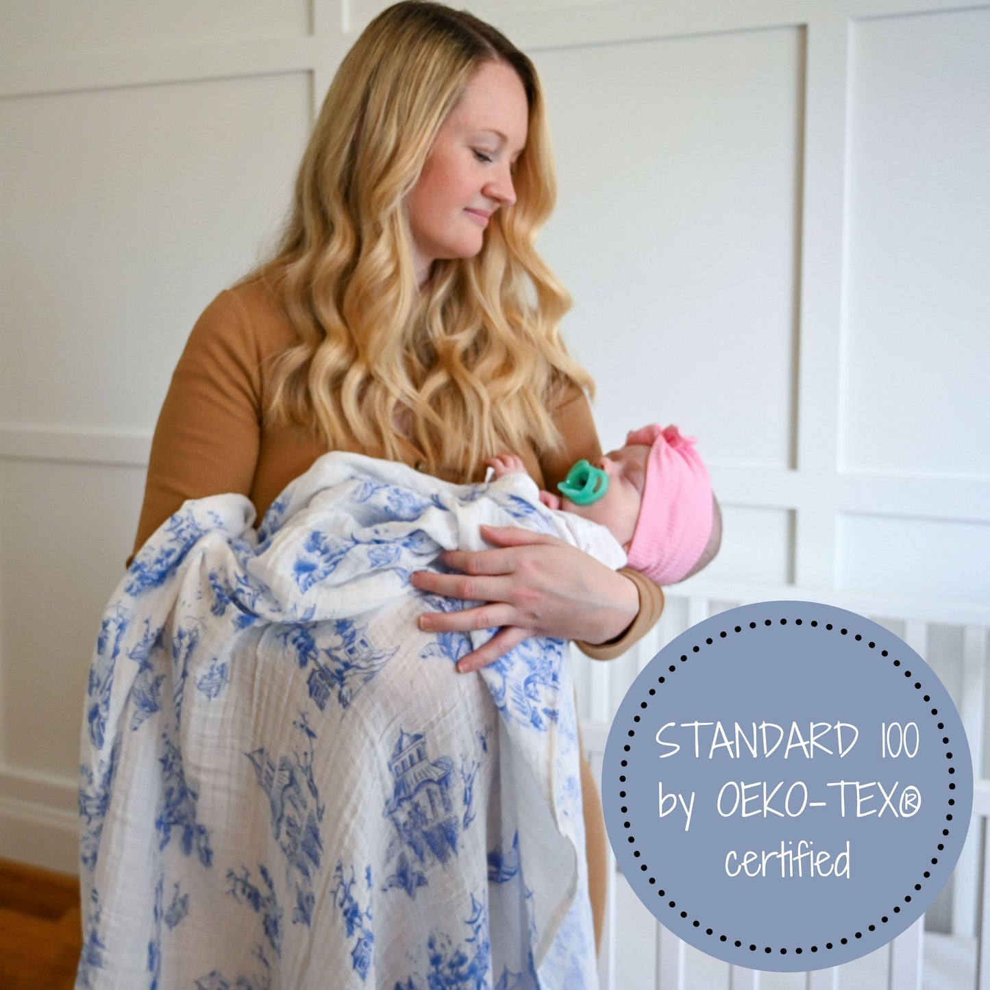 Toile Baby Swaddle Blanket