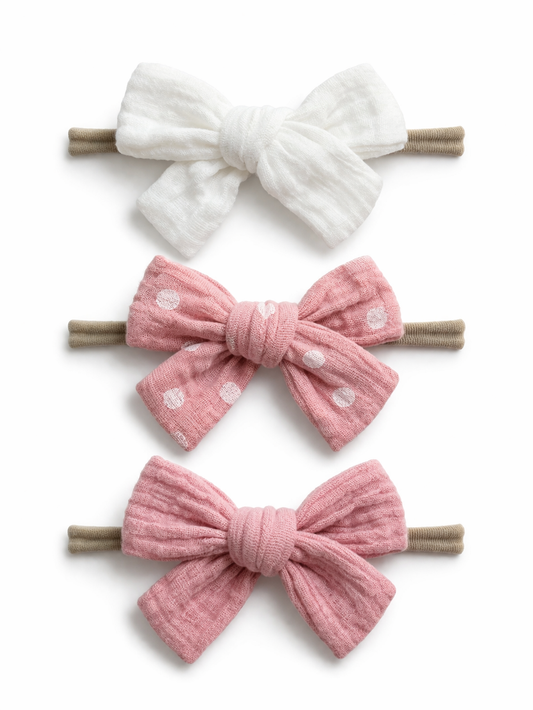 SpearmintLOVE - 3-Pack Nylon Bows, Eloise