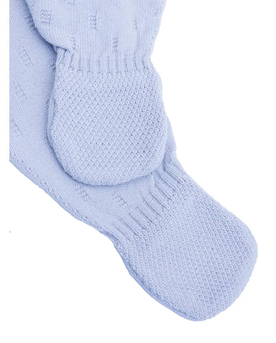 Lilax - Newborn Baby Pointelle Textured Knit Jumpsuit: Blue / 6-9M