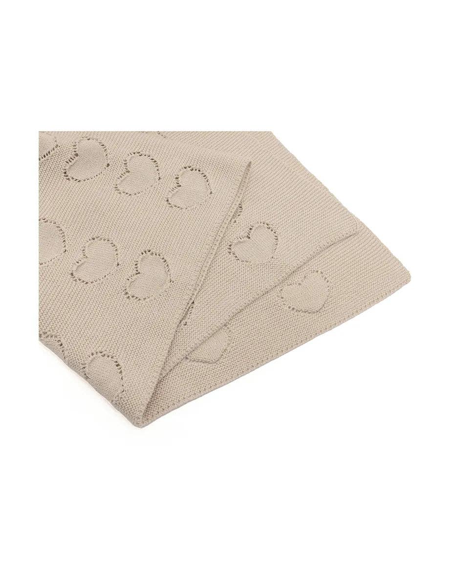 Lilax - Baby Girl Cotton Knit Heart Receiving Blanket: Cream / One Size