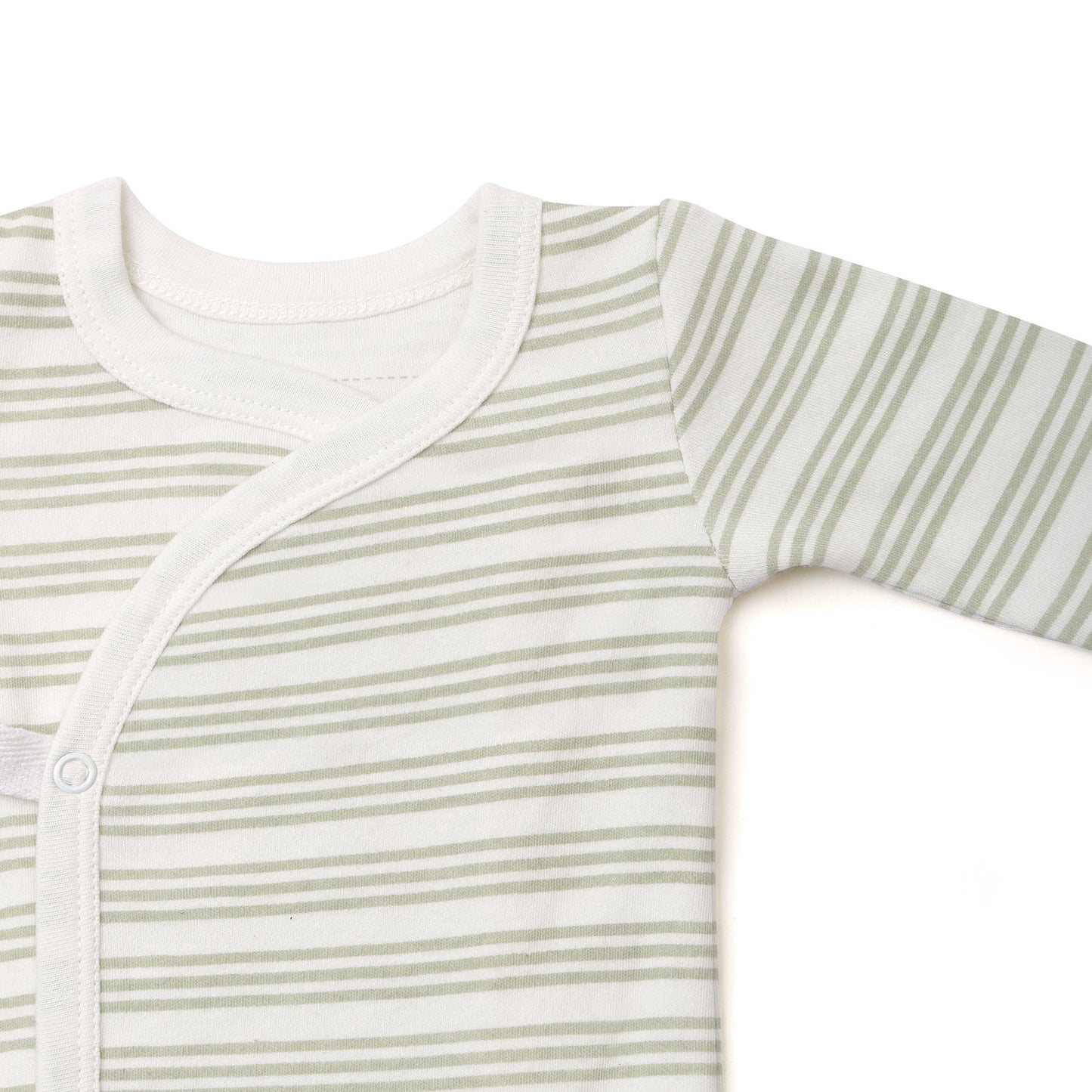 Organic Cotton Kimono Knotted Sleep Gown & Top Knot Hat - Foam Stripes