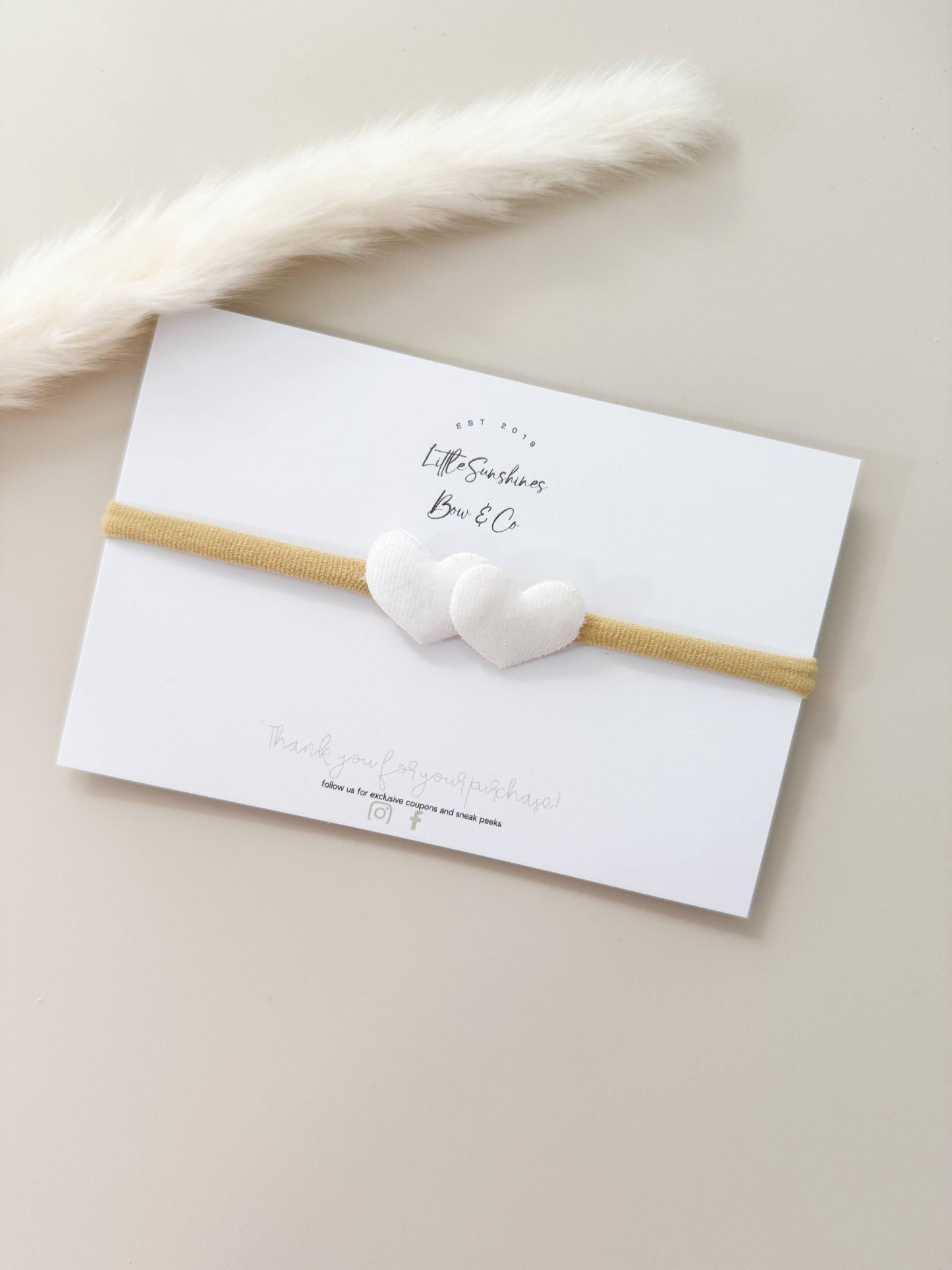 Little Sunshines Bow & Co - Double Velvet Heart Nylon Headband: White