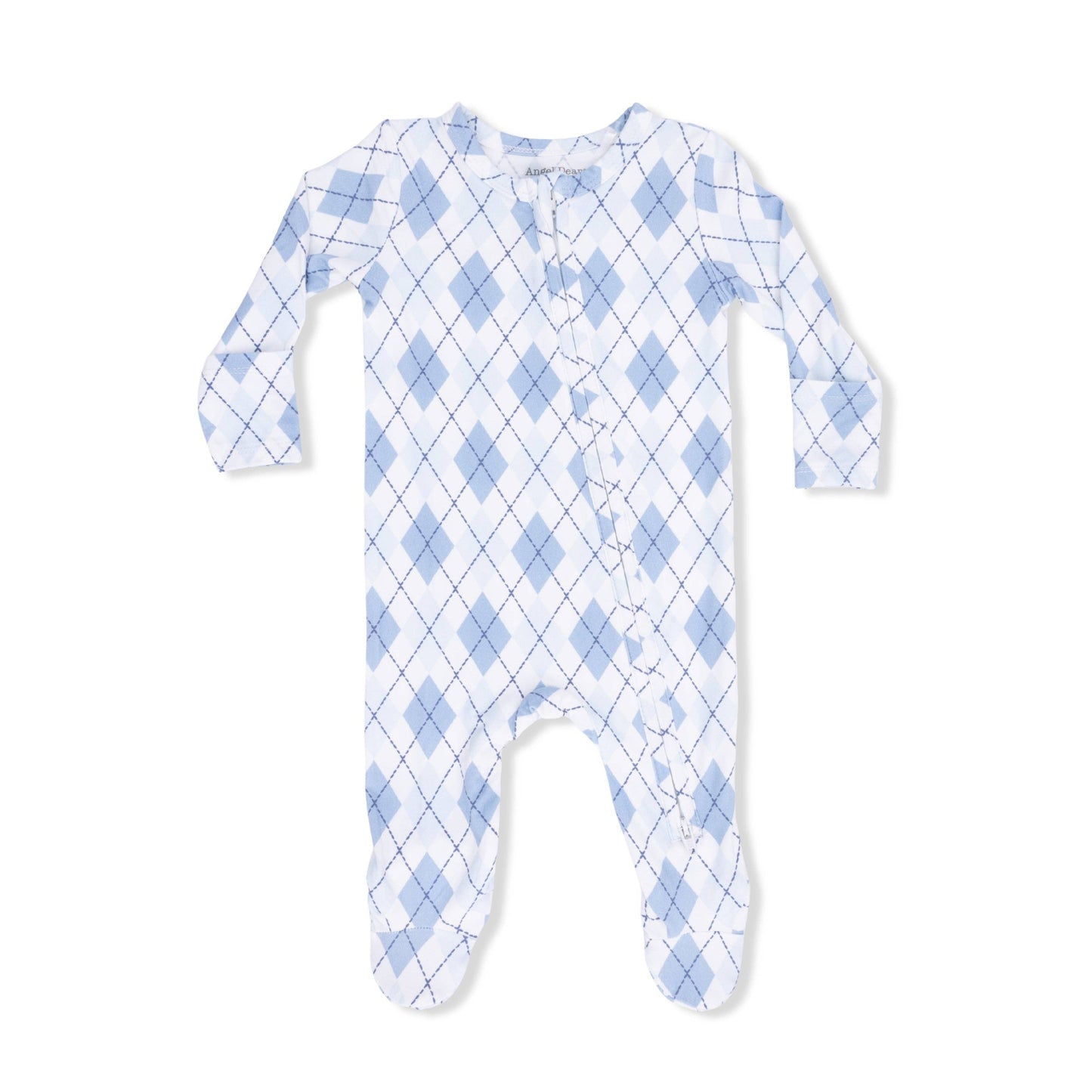 Angel Dear - Blue Argyle - 2 Way Zipper Footie: 0-3M