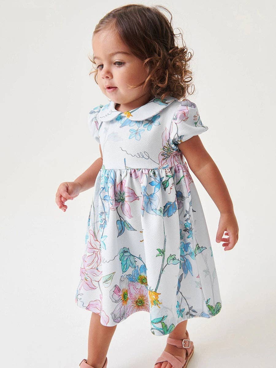 Spring And Summer Baby Girls Peter Pan Collar Short Sleeves