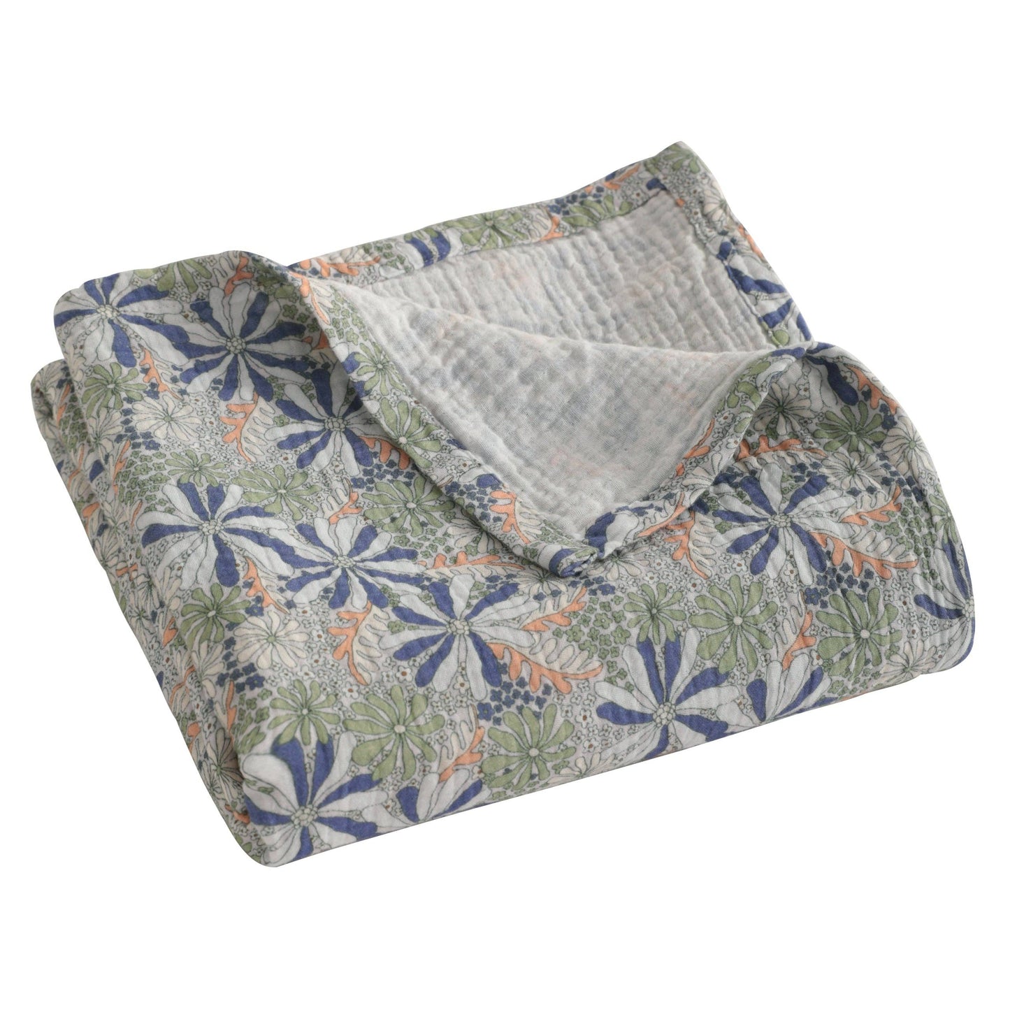 Bay & Loom - Muslin Cotton Baby Swaddle Blanket, Toddler Nursery Blanket: Vintage Floral / 30"x 40" / 2-Layer