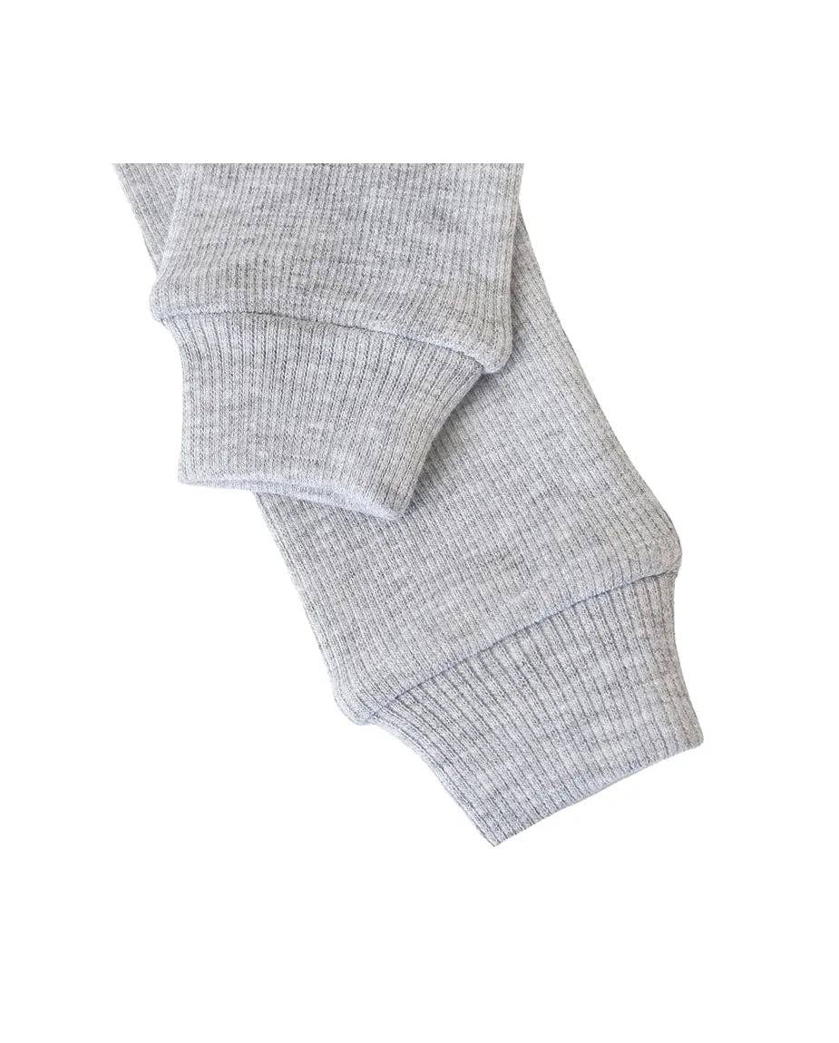 Lilax - Baby Ribbed Side-Buttoned Sweater Set: Gray / 6-9M