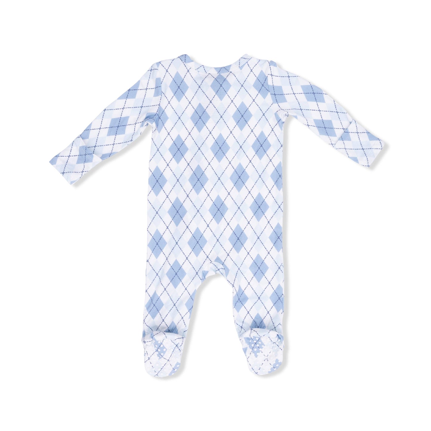 Angel Dear - Blue Argyle - 2 Way Zipper Footie: NB