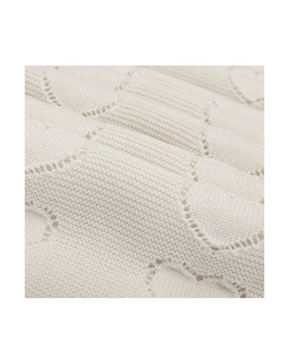 Lilax - Baby Girl Cotton Knit Heart Receiving Blanket: Beige / One Size
