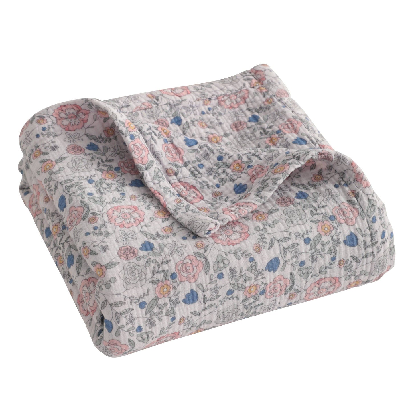 Bay & Loom - Muslin Cotton Baby Swaddle Blanket, Toddler Nursery Blanket: Vintage Floral / 30"x 40" / 2-Layer