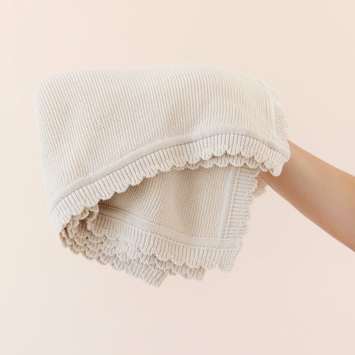 Organic Cotton Scalloped Baby Blanket - Vanilla Natural