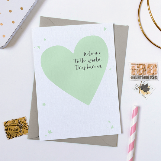 Tiny Human Green Baby Card