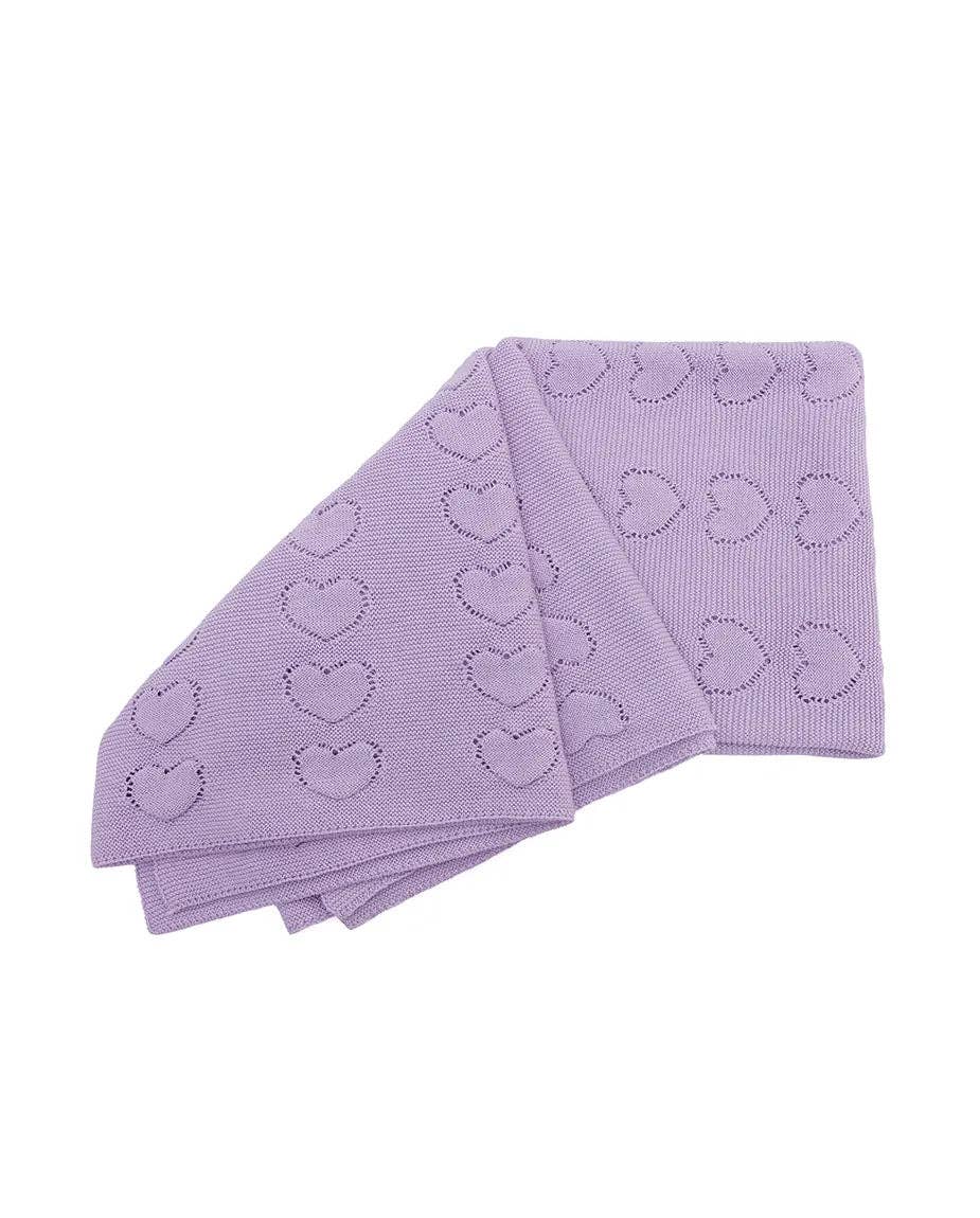Lilax - Baby Girl Cotton Knit Heart Receiving Blanket: Pink / One Size