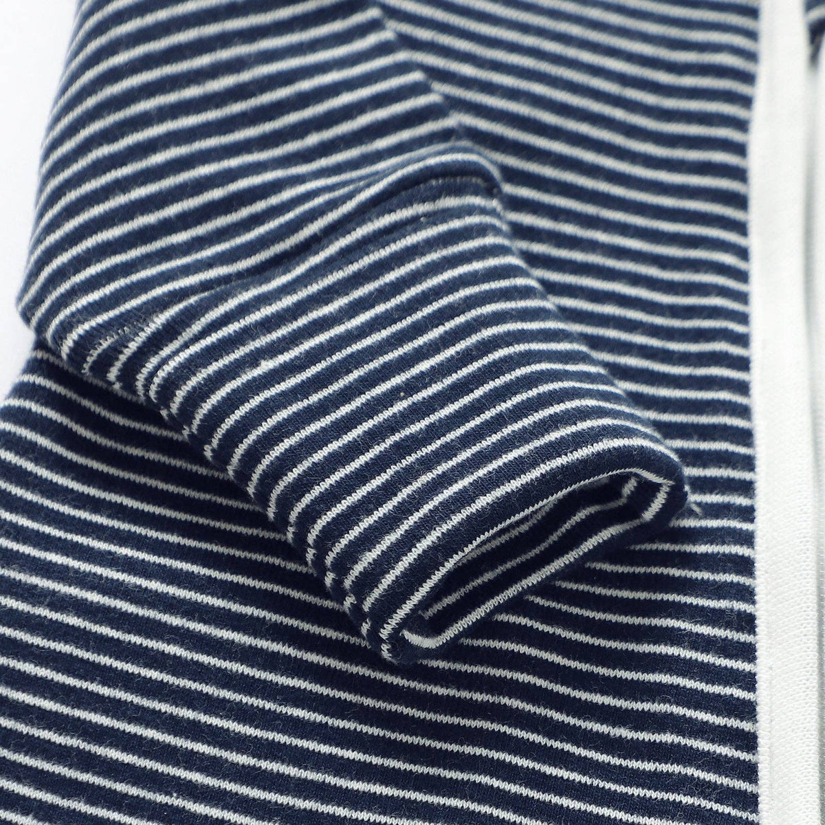 Meemo Jeemo - Organic Cotton Striped Peek-A-Poo Pajama in Navy Blue: 3-6 Months