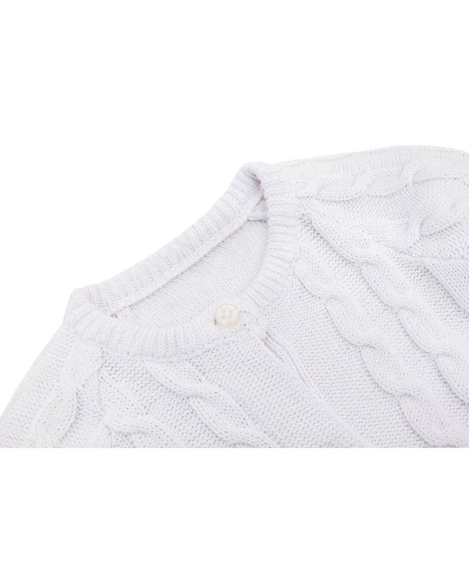 Lilax - Baby Girls' Cable Knit Long Sleeve Cotton Cardigan: White / 6-9M
