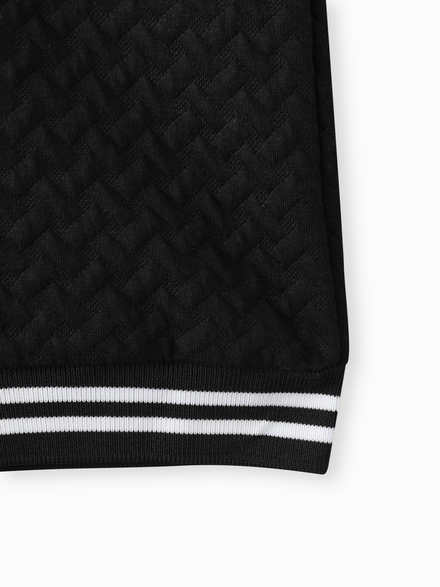 PatPat - 2-pcs Kid Boy Textured Striped Zipper Bomber Jacket & Pants: Black / 4-5 Years