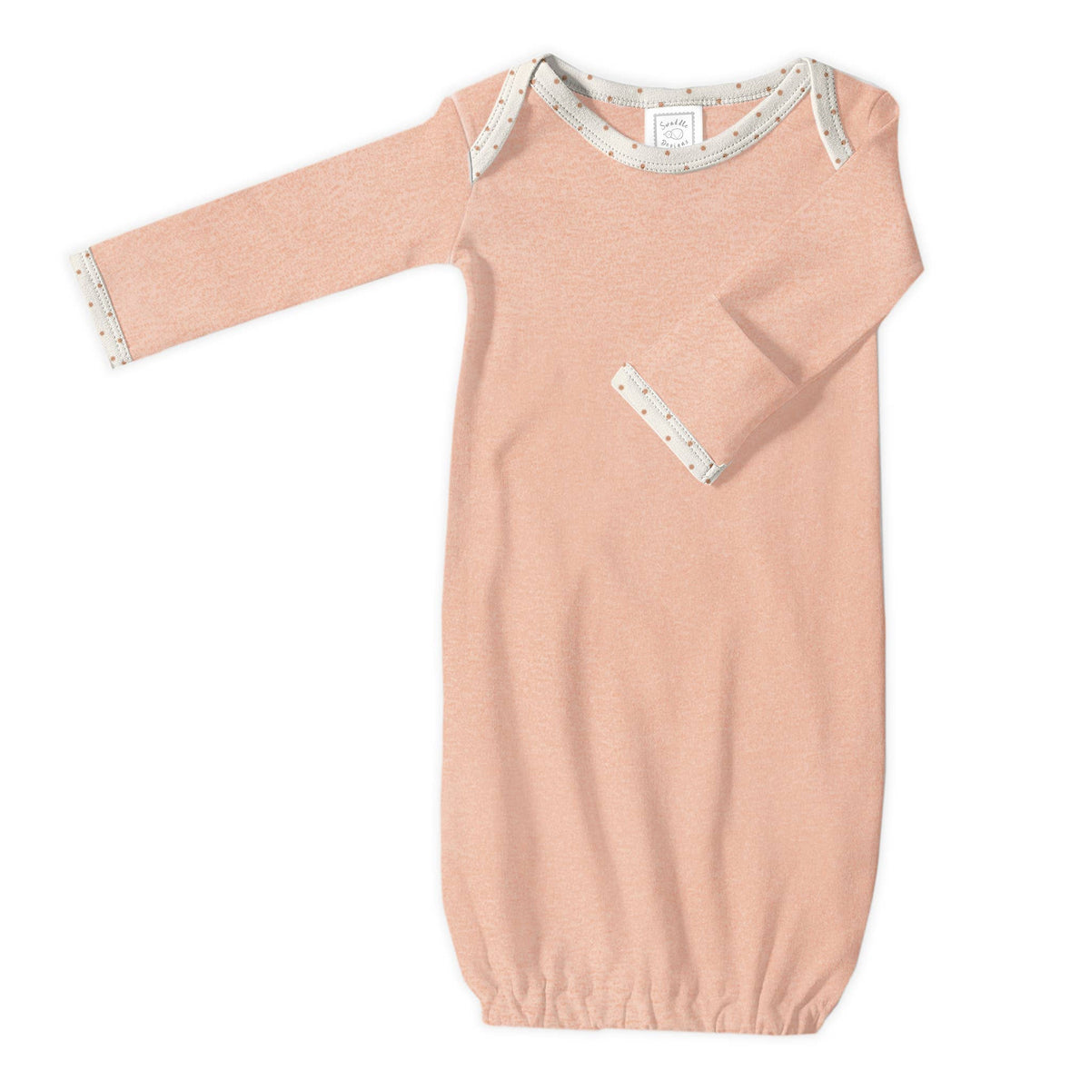 SwaddleDesigns - 2pc Gift Set - Pajama Gown and Hat - Heathered Peach Blush