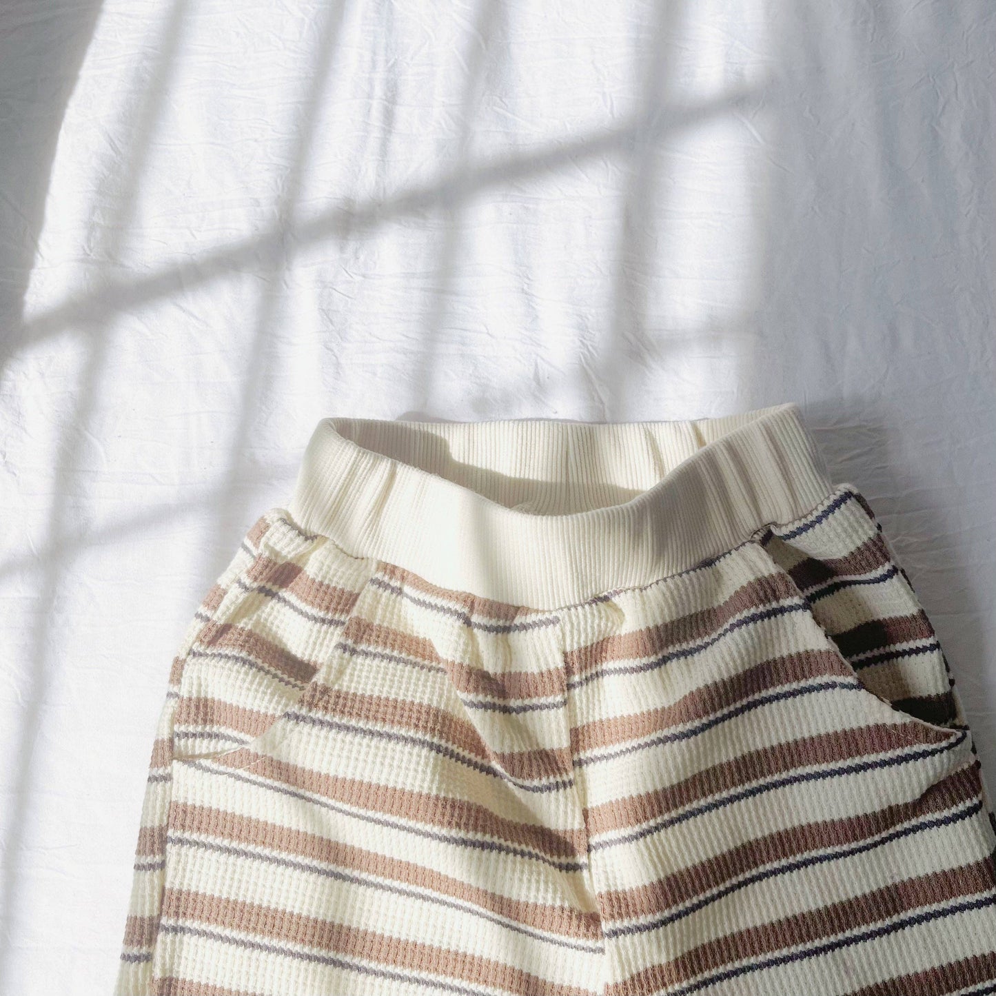 Striped Waffle Lounger Set - Cocoa