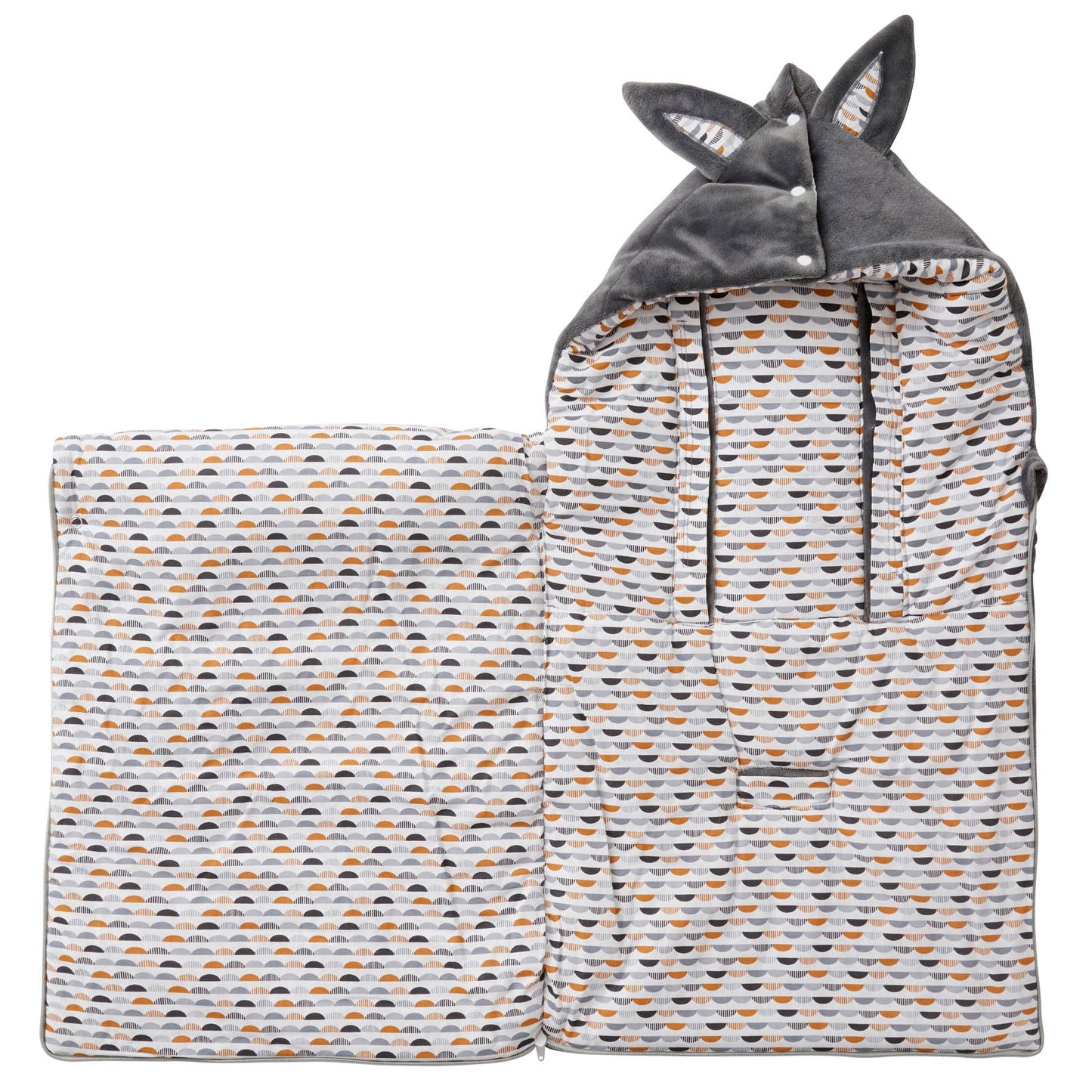 Minky & anthracite/camel cotton baby nest
