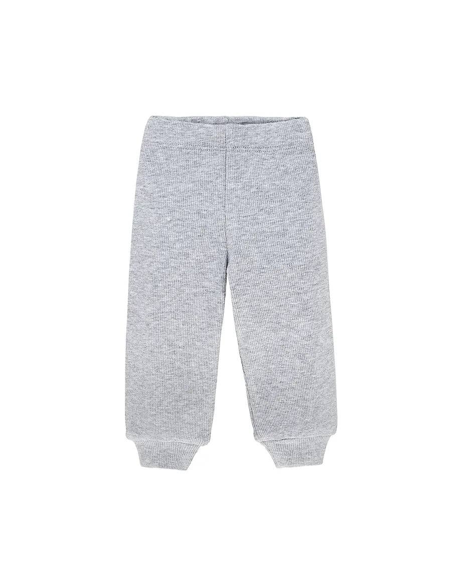 Lilax - Baby Ribbed Side-Buttoned Sweater Set: Gray / 12-18M