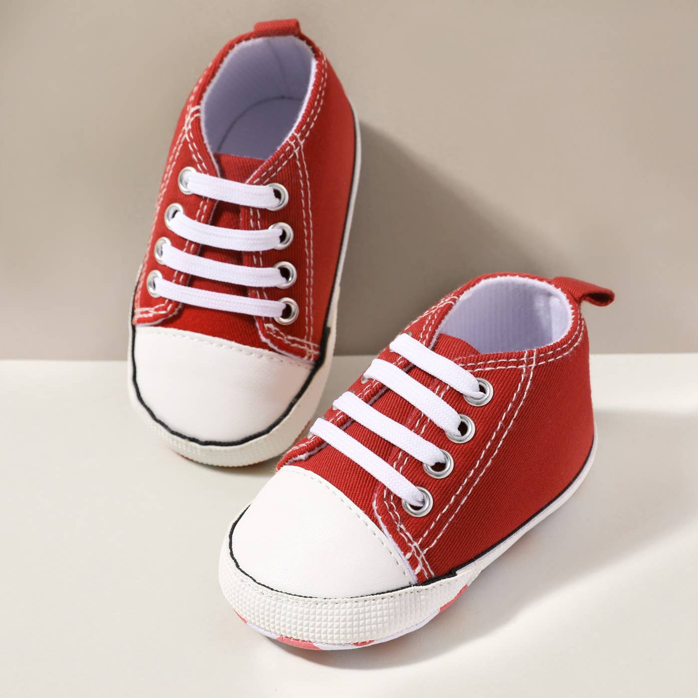 PatPat - Baby / Toddler Simple Solid Lace Up Prewalker Shoes: Red / Toddler US 4.5
