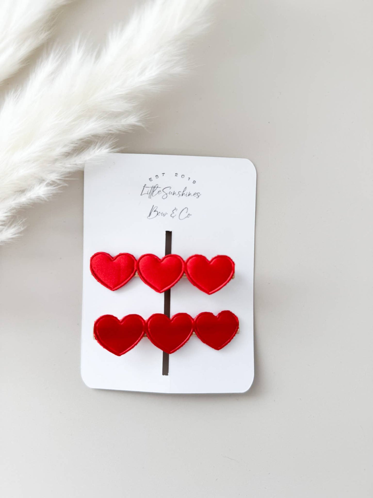 Little Sunshines Bow & Co - Satin Hearts Valentines Day Hair Clips & Headbands: Pink / Nylon Headband