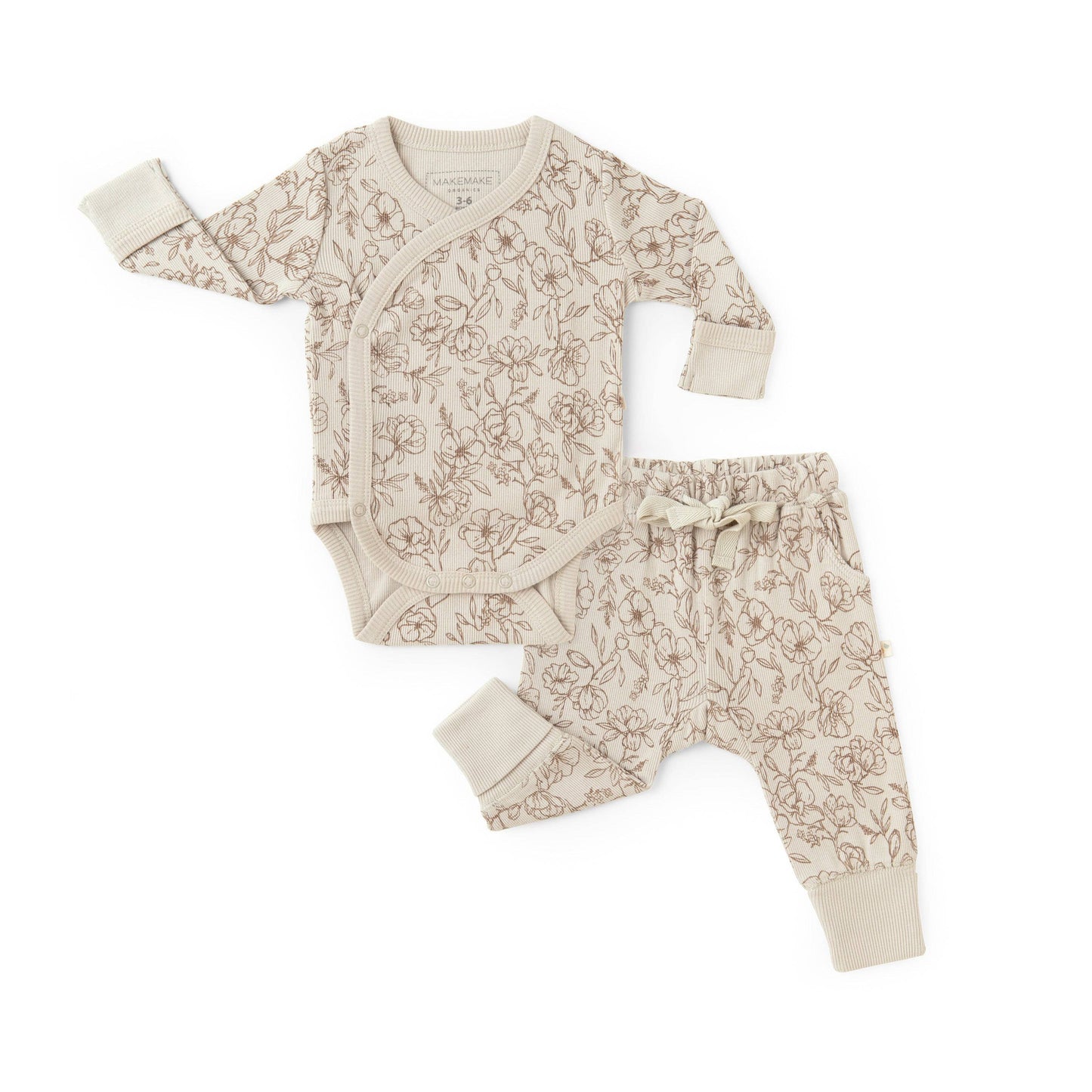 Organic Kimono Onesie & Pants Set - Vintage Bloom