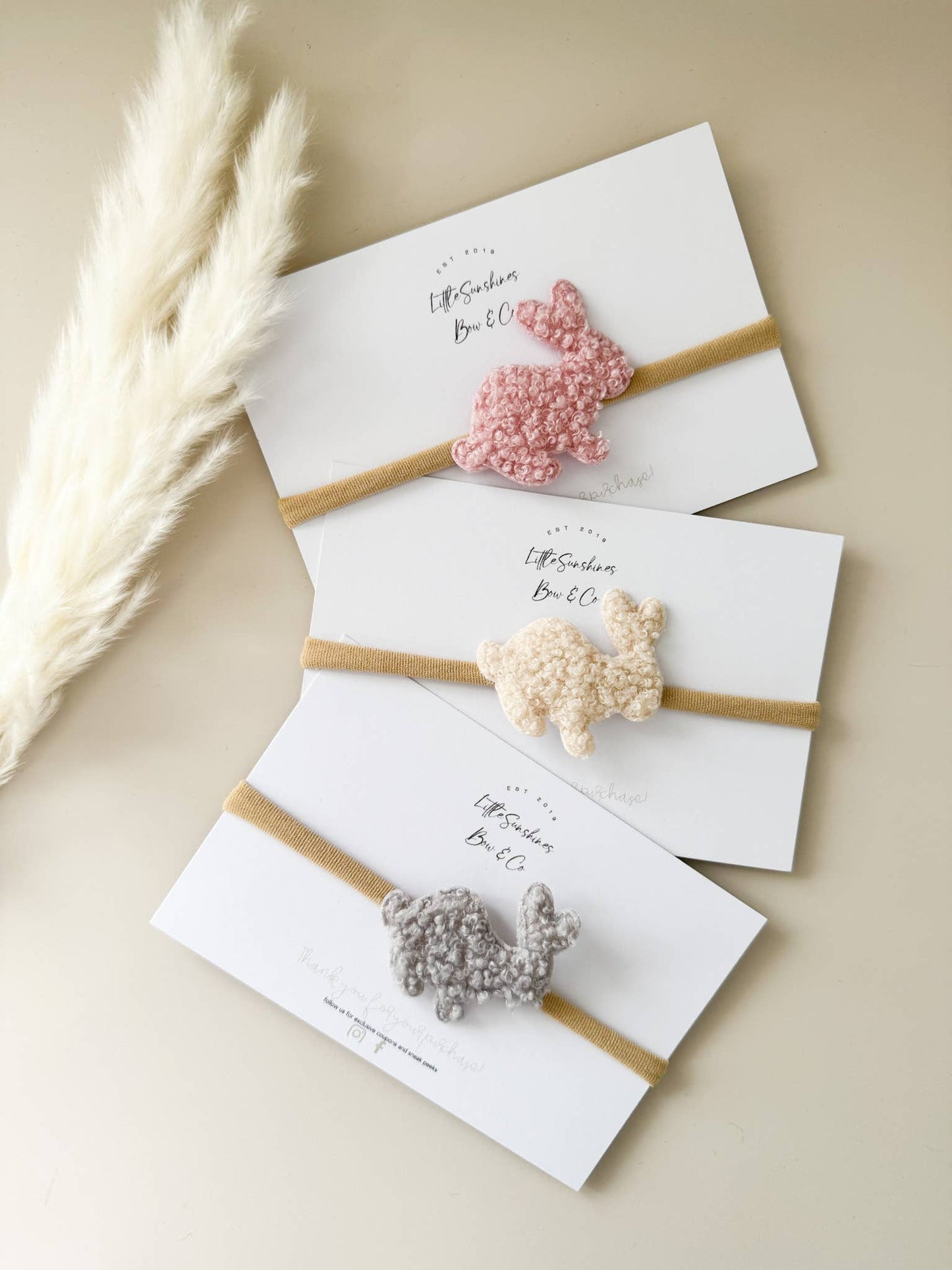 Little Sunshines Bow & Co - Fluffy Bunny Easter Headbands: Gray