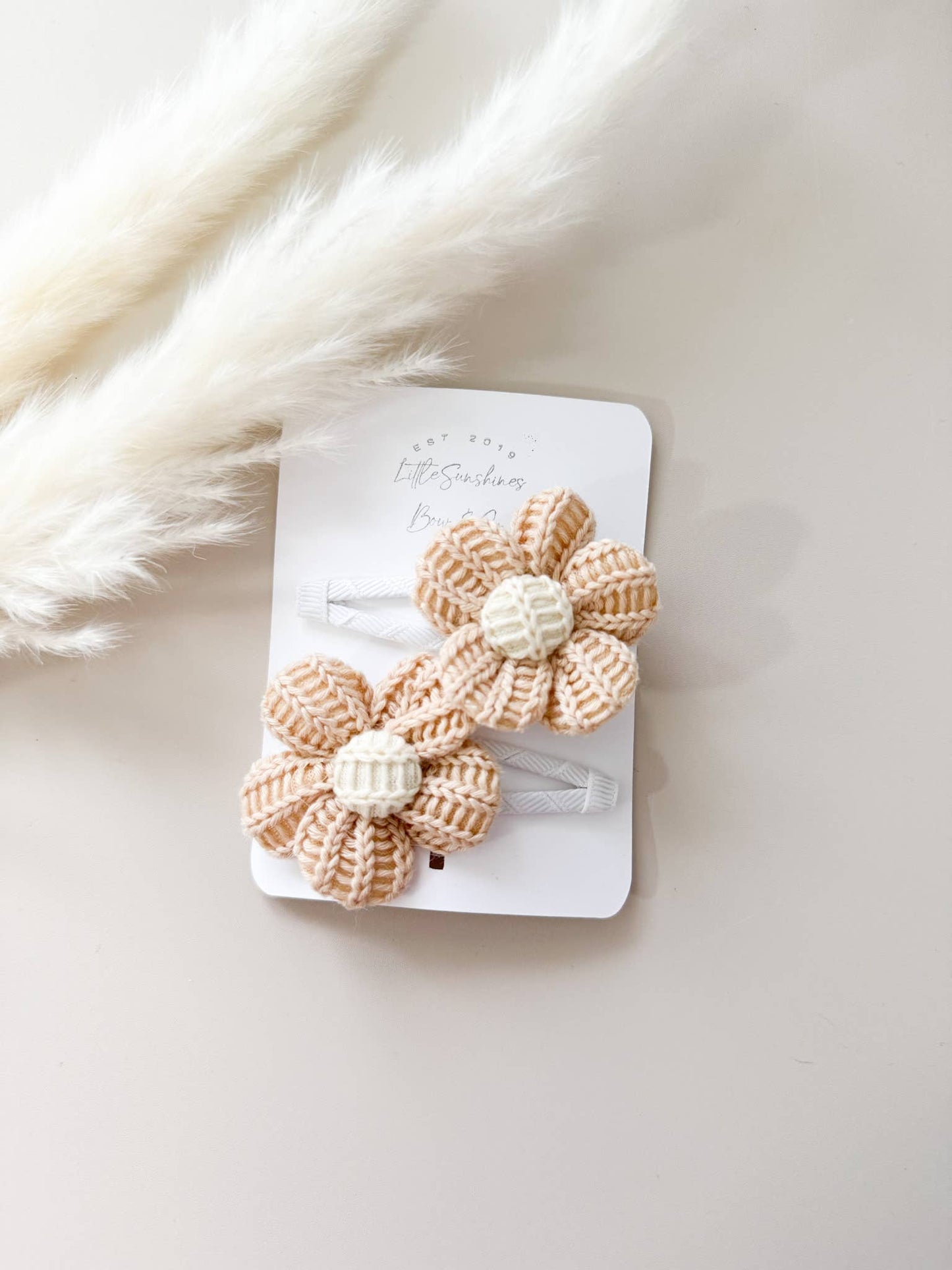 Little Sunshines Bow & Co - Quilted Flowers Hair Clips & Headbands: Brown & Cream Flower / Nylon Headband