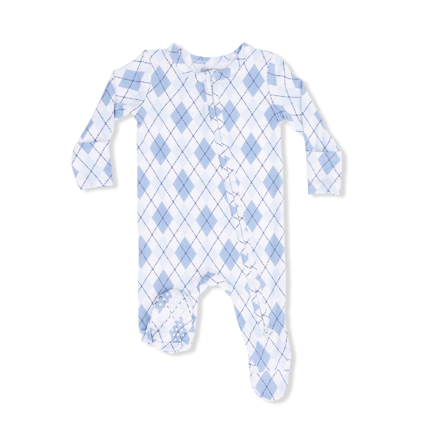 Angel Dear - Blue Argyle - 2 Way Zipper Footie: NB