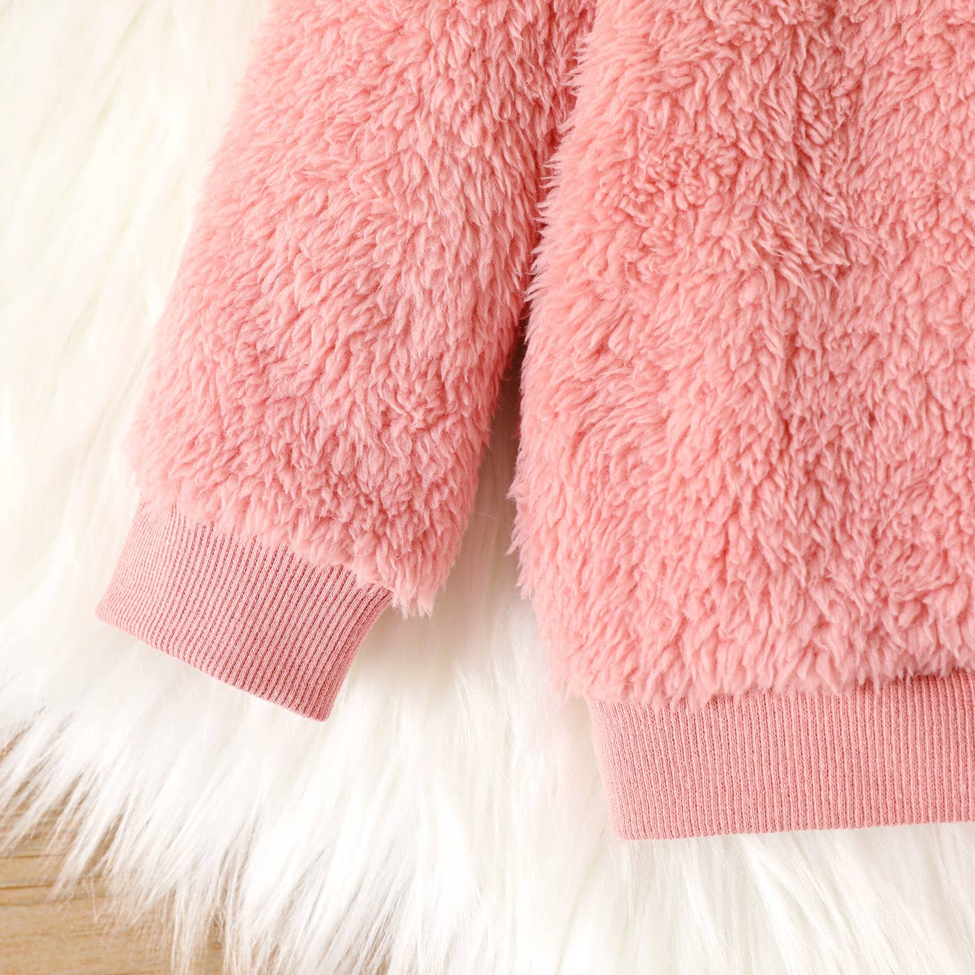 PatPat - 2pcs Baby Boy/Girl Thermal Fuzzy  Pullover and Pants Set: Pink / 12-18 Months