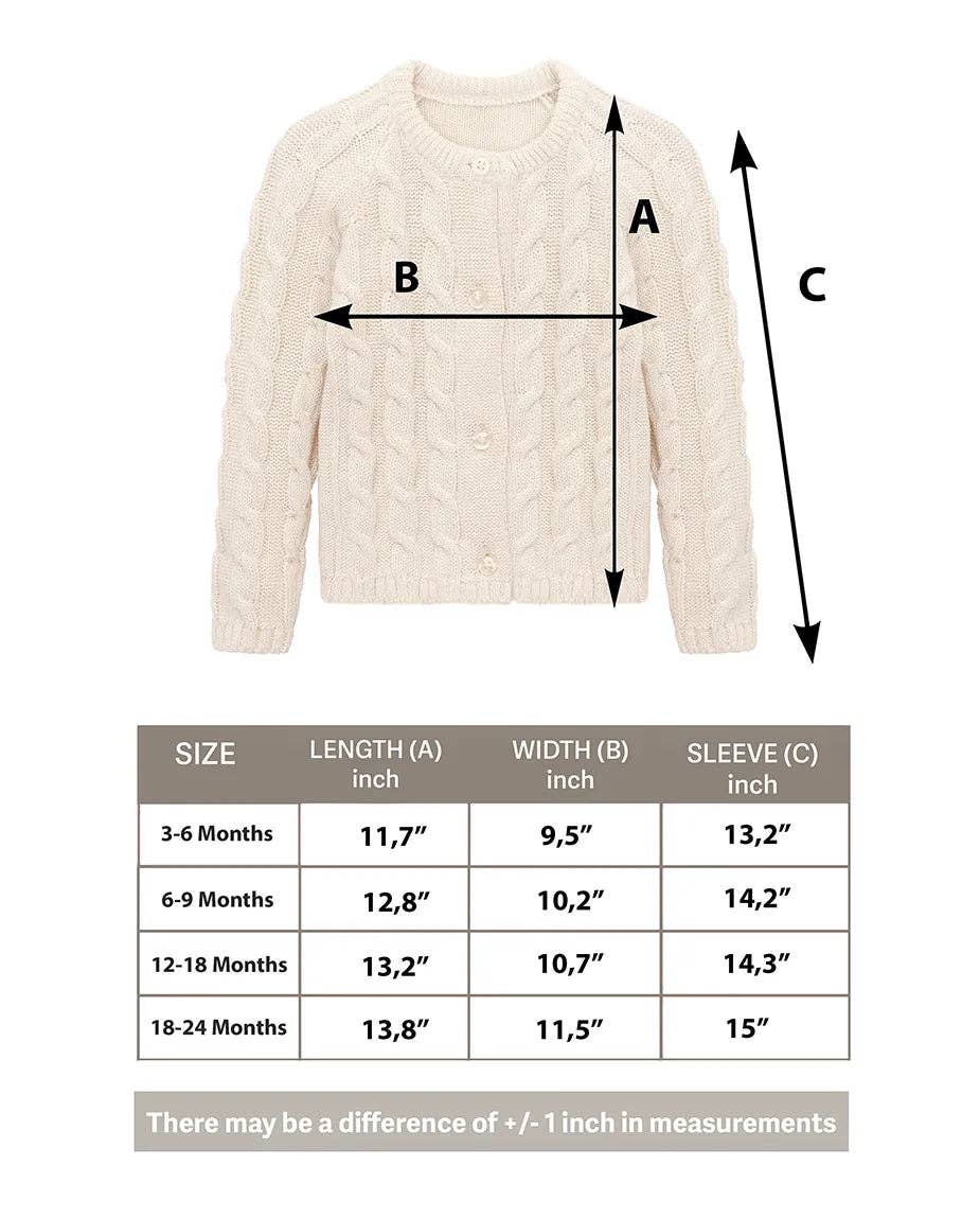 Lilax - Baby Girls' Cable Knit Long Sleeve Cotton Cardigan: Pink / 6-9M