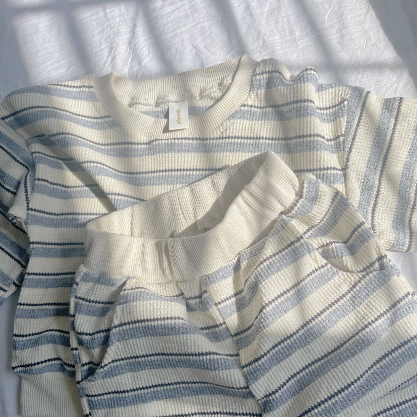 Striped Waffle Lounger Set - Clay