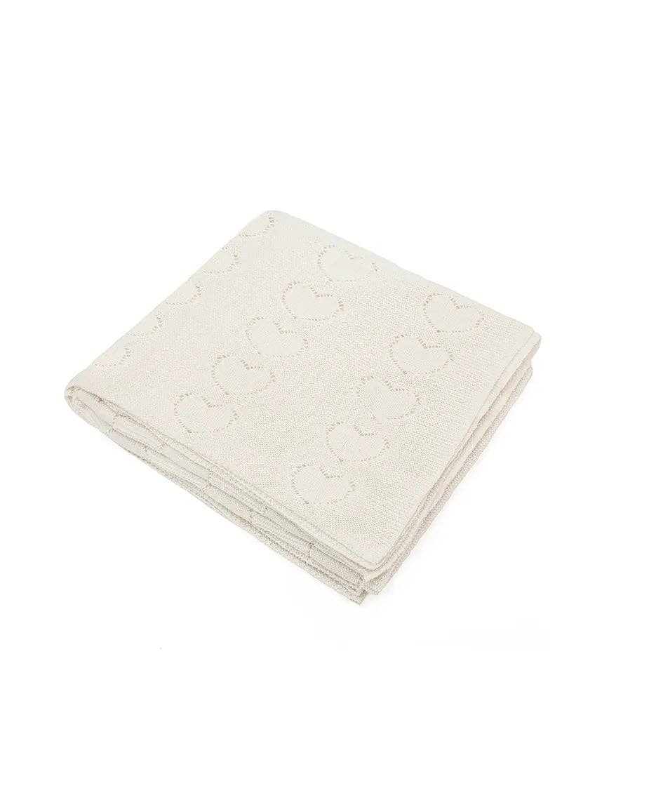 Lilax - Baby Girl Cotton Knit Heart Receiving Blanket: Grey / One Size