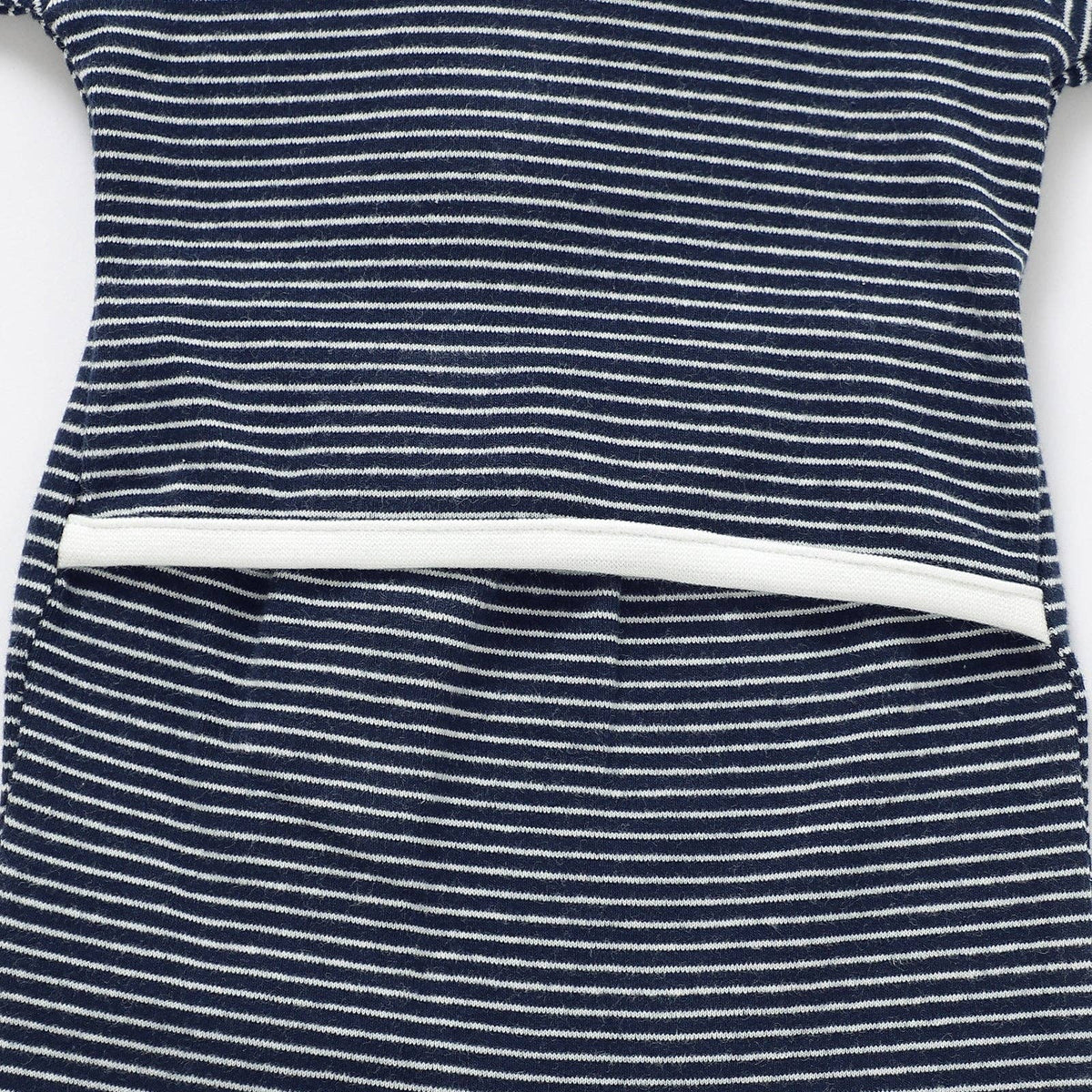 Meemo Jeemo - Organic Cotton Striped Peek-A-Poo Pajama in Navy Blue: 12-18 Months