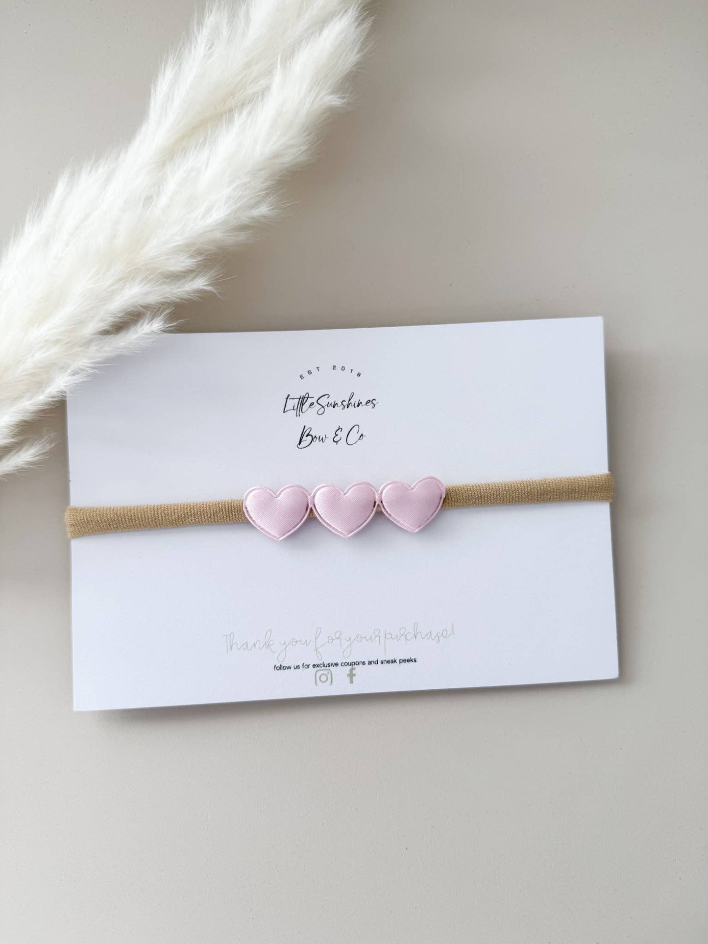 Little Sunshines Bow & Co - Satin Hearts Valentines Day Hair Clips & Headbands: Pink / Nylon Headband