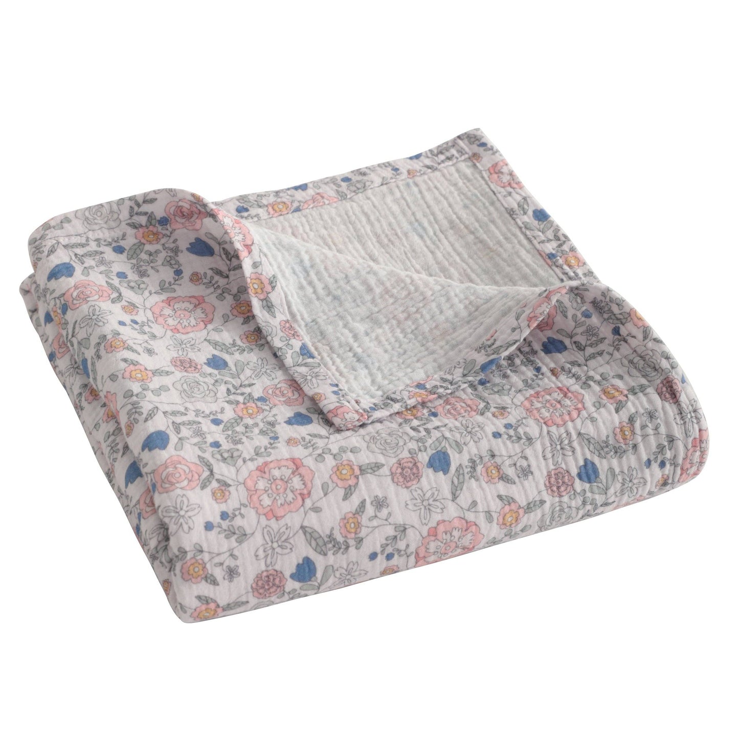Bay & Loom - Muslin Cotton Baby Swaddle Blanket, Toddler Nursery Blanket: Vintage Floral / 30"x 40" / 2-Layer