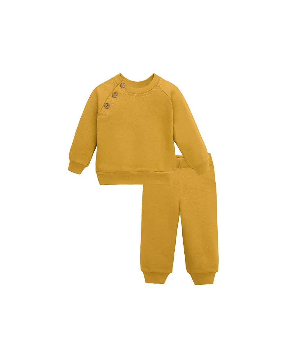 Lilax - Baby Cotton Sweatshirt & Sweatpant Set: Olive Green / 6-9M