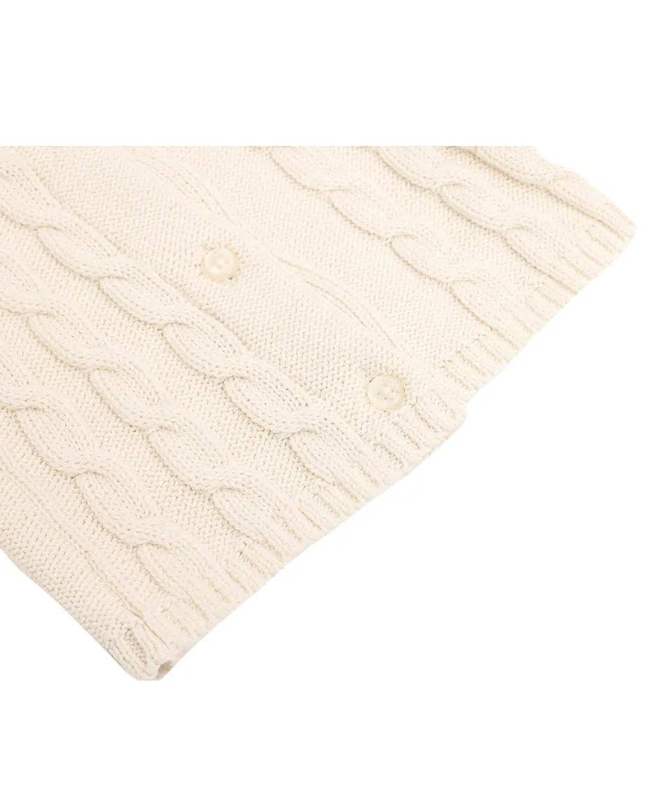 Lilax - Baby Girls' Cable Knit Long Sleeve Cotton Cardigan: Cream / 6-9M