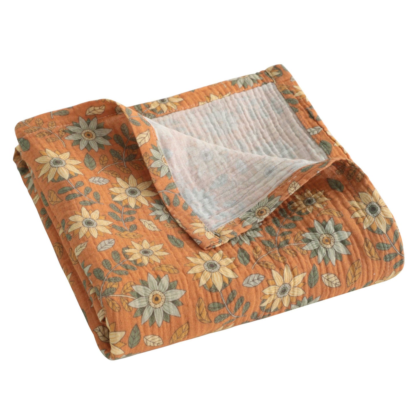 Bay & Loom - Muslin Cotton Baby Swaddle Blanket, Toddler Nursery Blanket: Vintage Floral / 30"x 40" / 2-Layer