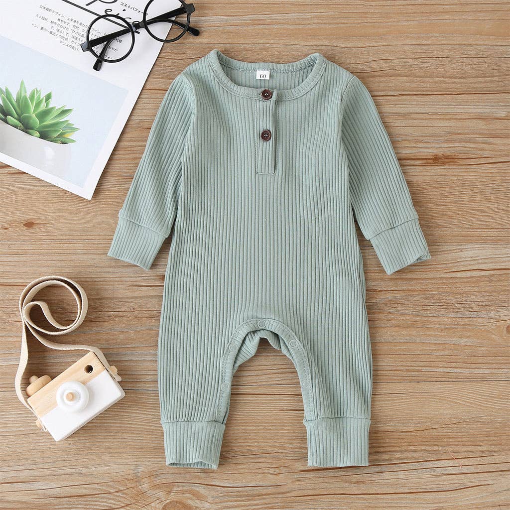 PatPat - Baby Boy / Girl Cotton Knitted Style  Cardigan Jumpsuit: Green / 0-3 Months