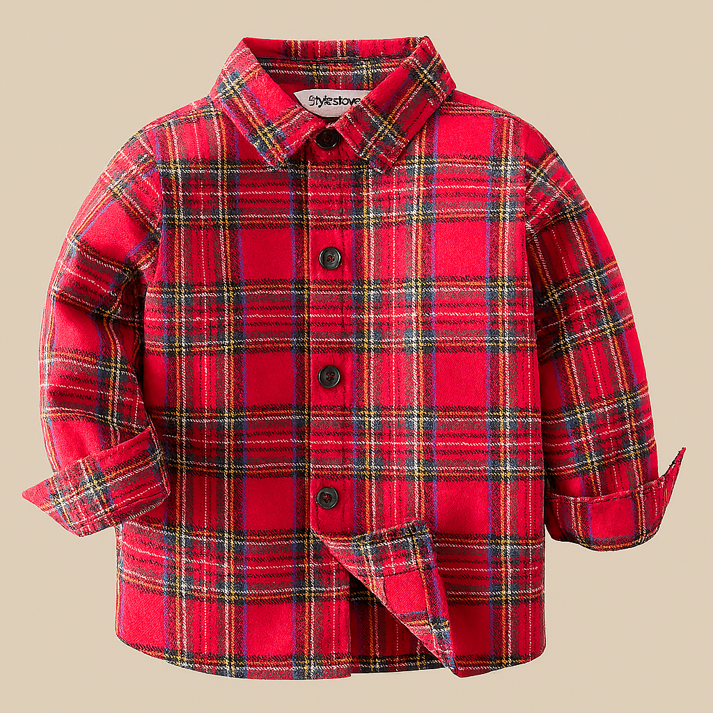 Fennco Styles - Red Plaid Cotton Button-Down Shirt – Baby & Toddler: 110/3-4T