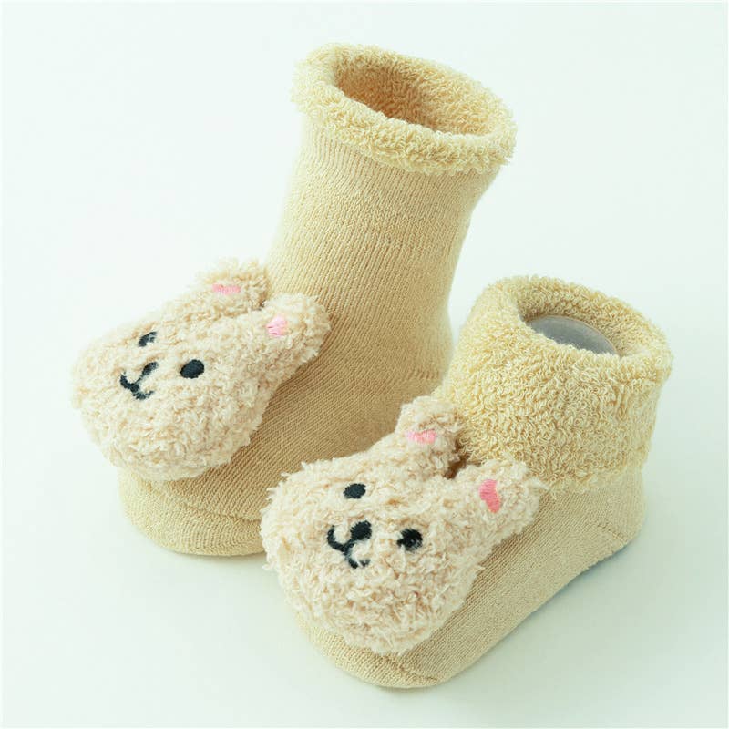 PatPat - Baby Toddler Cute Doll Terry Thick Non-slip Socks: Apricot / 12-24 Month