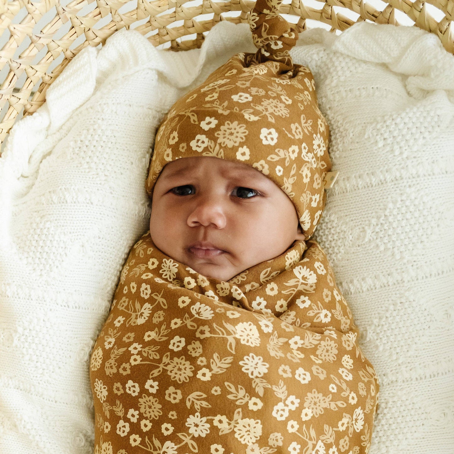 Organic Swaddle Blanket & Hat - Wildflower