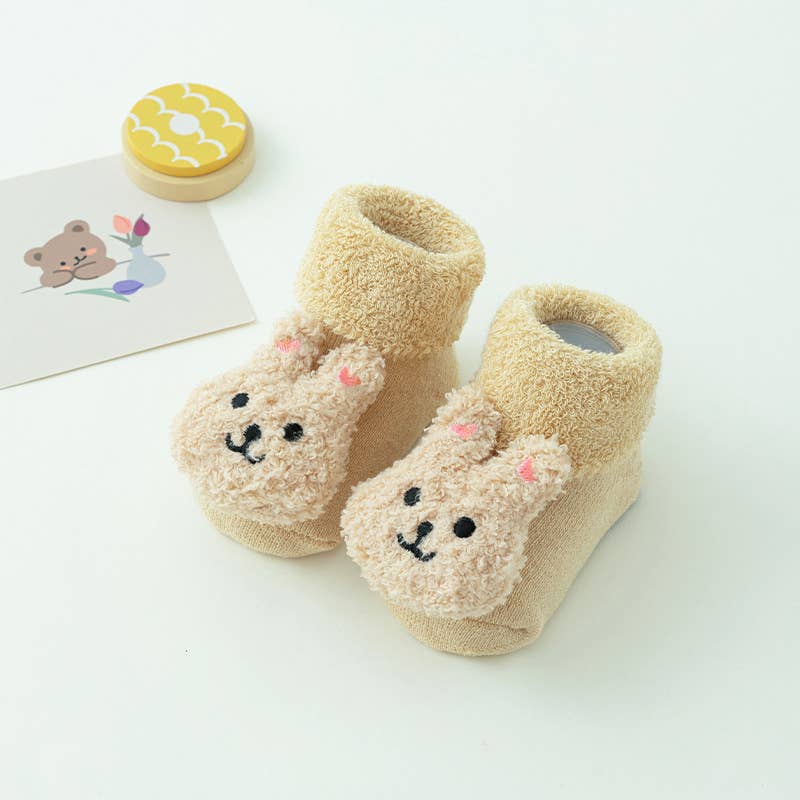 PatPat - Baby Toddler Cute Doll Terry Thick Non-slip Socks: Apricot / 12-24 Month