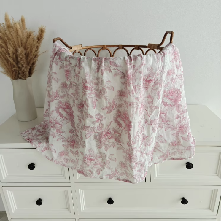 Evvie Bean's - Rose Garden | Bamboo & Muslin Swaddle