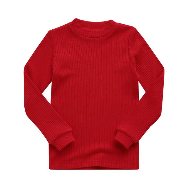 Vaenait Baby - Modal Ribbed knit Red Long Sleeve PJs: Red / S(2T)