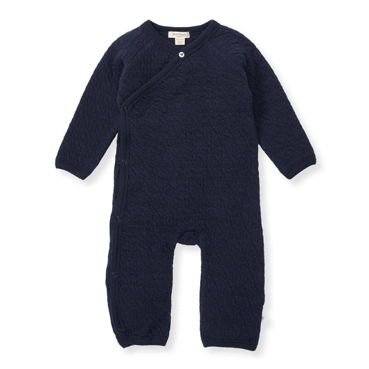 Burt's Bees Baby - Organic Cotton Quilted Bee Wrap-Front Baby Jumpsuit - Midnight: Midnight / 6-9 Months
