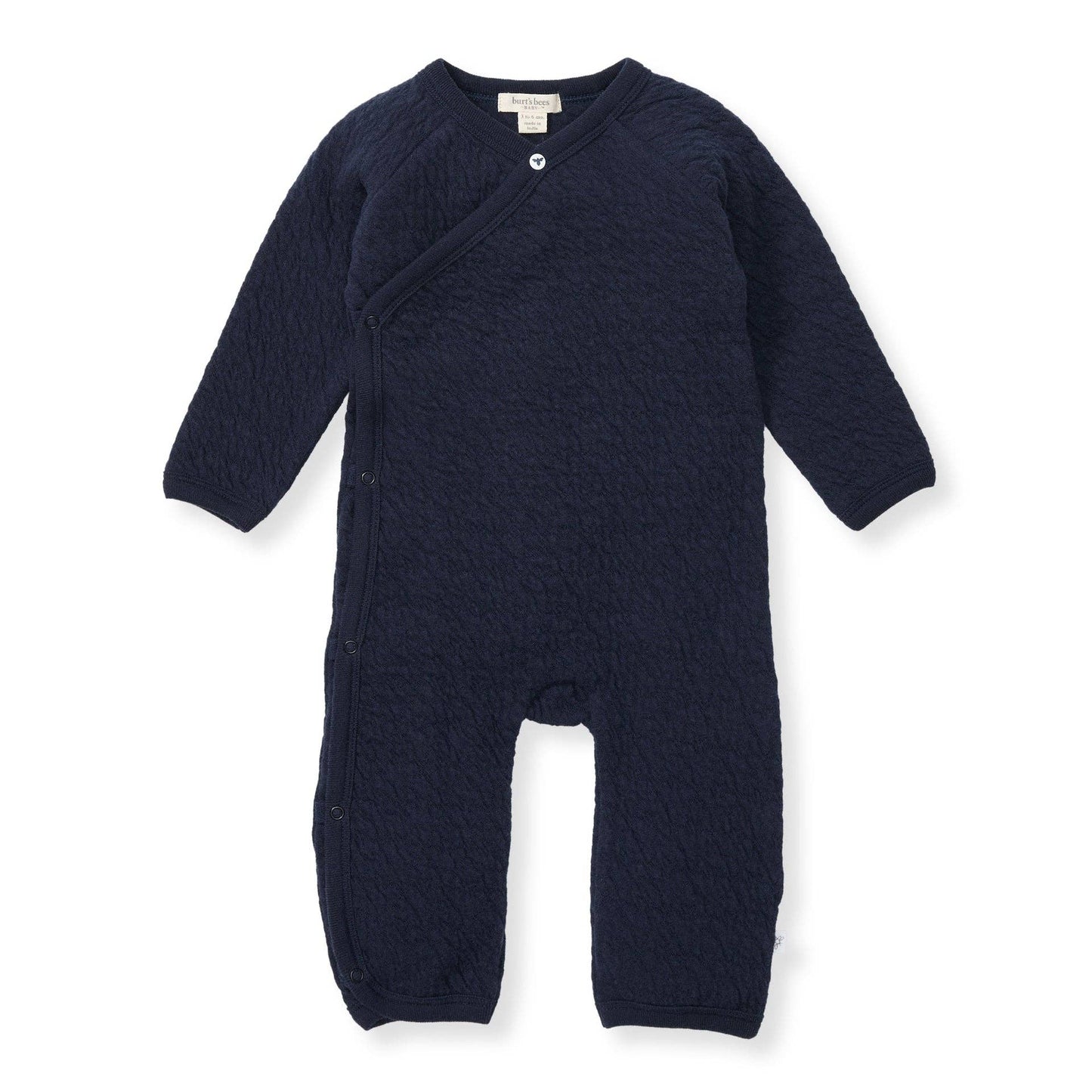Burt's Bees Baby - Organic Cotton Quilted Bee Wrap-Front Baby Jumpsuit - Midnight: Midnight / 24 Months