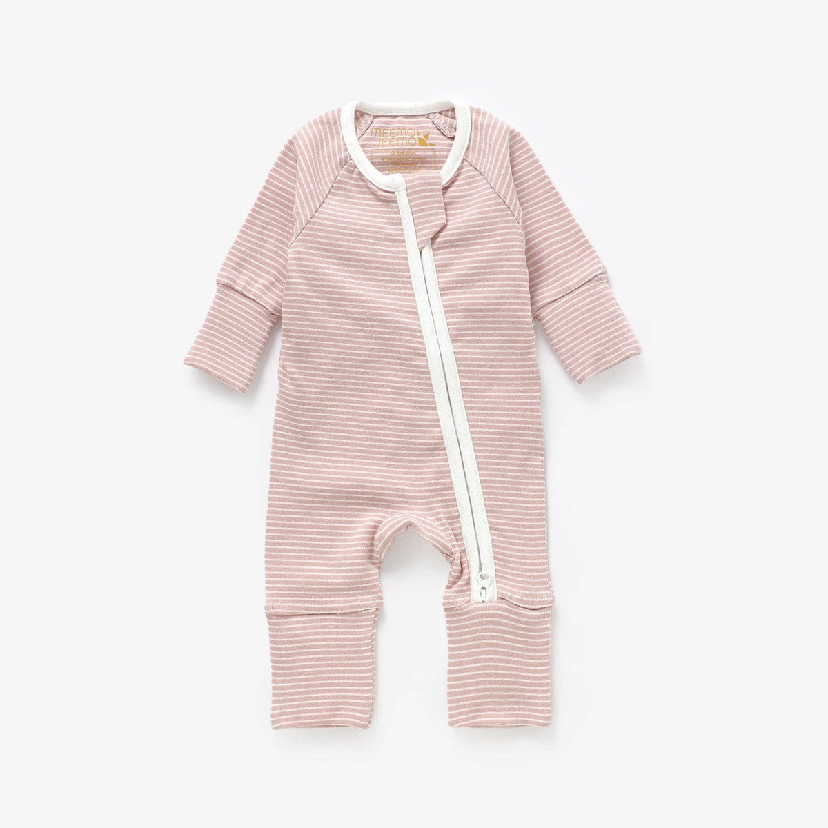 Meemo Jeemo - Organic Cotton Striped Peek-A-Poo Pajama in Pink: 0-3 Months